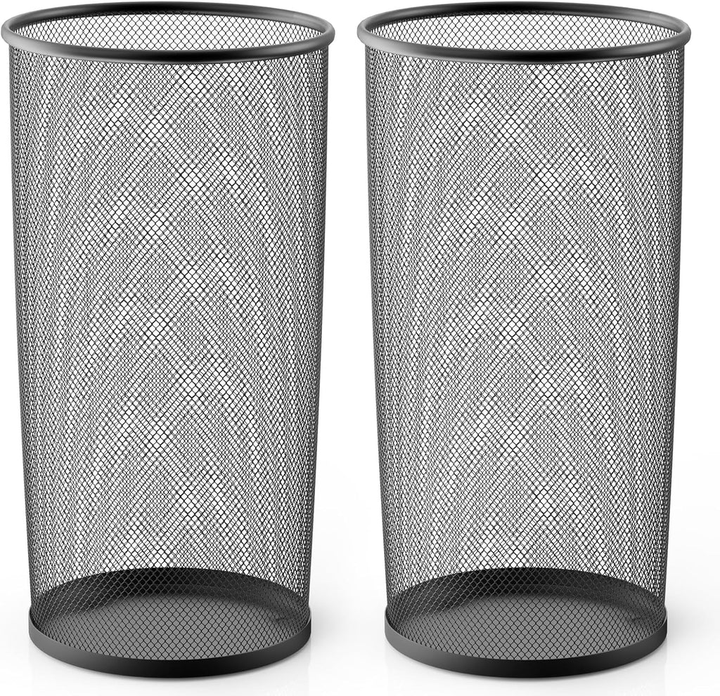 19.5" H Mesh Umbrella Stand - Ventilated Mesh Umbrella Holder for Entryway - Extra Capacity Storage for Umbrellas Canes & More - Freestanding Indoor Organizer 10.4" L x 10.4" W x 19.5" H - 2P Black