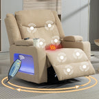 Power Swivel Rocker Recliner Chair with Heat and Massage, Adjustable Headrest, Cup Holder & Armrest Storage, Oversized Extra Wide Reclining Rocking Chairs for Nursery and Adults Dual Motors
