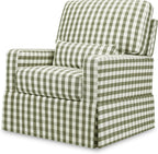 Namesake Crawford Glider Recliner, Green Gingham | 360° Swivel Ultra Cozy Glider Rocker for Feeding & Relaxing w/ Lumbar Pillow - GREENGUARD Certified - For Nursery/Living Room
