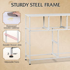 WLIVE 7 Drawer Dresser TV Stand, Dressers for Bedroom, Fabric Storage Tower, Hallway, Entryway, Closets, Sturdy Steel Frame, Wood Top, Easy Pull Handle, White