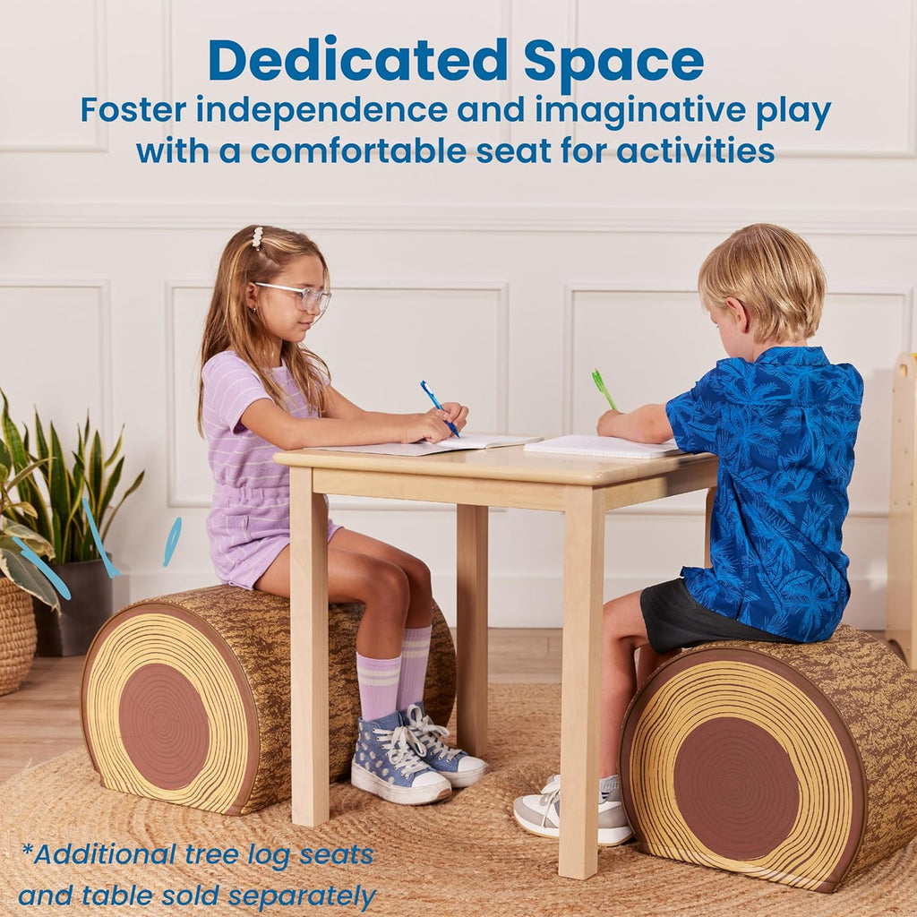 ECR4Kids SoftZone Tree Log Half Bench, 14in, Flexible Seating, Chocolate