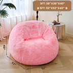 MEGO 5FT Fluffy Faux Fur Giant Bean Bag Chair Cover (No Filler), Soft Comfy Stuffed Animal Storage Cover for Adults Kids, Lazy Sofa Bed Beanbag Cover for Living Room Bedroom Decor, Anti-Slip, Pink