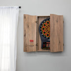 DMI Sports Tan CricketPro Dartboard Cabinet | Designed for Arachnid 15.5” CricketPro 900, 800, 750, 650 Electronic Dartboards | Does Not Include Dartboard