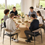 LITTLE TREE 47 Inches Round Dining Table for 4, Farmhouse Natural Wooden Dining Room Table with Heavy Duty Fluted Pedestal, Large Circle Kitchen Dinner Table for Dining Room, Living Room (Table Only)