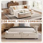48" Ottoman with Storage, Tufted Storage Ottoman Bench, Convenient Living Room Fabrics Bench Seat, Entryway Shoe Benches with Inner Zipper & Arm, Rivetless Upholstered Window Seat Ottomans, Beige