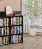 DVD Storage Cabinet Shelf, 3 Tier Media Storage Tower for CDs & Video Games, Freestanding Organizer Shelf for Living Room Home Office, Holds 80+ DVDs(Black)