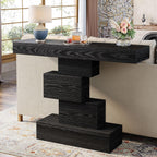 Tribesigns 42.5" Farmhouse Console Table, Narrow Wood Sofa Table Behind Couch with Geometric Base, Industrial Entryway Accent Table for Living Room, Hallway, Entrance (Black)