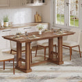 DWVO Farmhouse Dining Table for 6-8 People, 70" Long Kitchen Tables with Wooden Sturdy Legs, Large Rectangular Dinner Table for Kitchen, Dining Room, Living Room, Dark Walnut