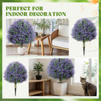Lunmon 2 Pack 24" Artificial Topiary Ball Plants Trees with Flowers, Outdoor Fake Topiary Plants with Ground Spike, UV Resistant Faux Bushes for Indoor Outdoor Front Door Decor(Purple,Rose)