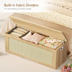 usikey 47.2" Large Storage Chest with Fabric Drawer, Toy Box with Safety Hinges, Extra Wide Storage Bench for Bedroom, Living Room, Entryway, Supports 300 lb