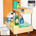 LYNK PROFESSIONAL® SELECT™ Pull Out Under Sink Kitchen Cabinet Organizer - 11.5 in. x 21 inch deep Drawer - Sliding Shelf Organizer and Undersink Storage Shelves - Lifetime Ltd. Warranty – Chrome