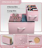 Sorbus Dresser with 7 Drawers - Furniture Storage Chest for Kid’s, Teens, Bedroom, Nursery, Playroom, Clothes, Toys - Steel Frame, Wood Top, Tie-dye Fabric Bins (7-Drawer, Pastel Pink)