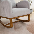 Gentle Rocking Chair, Nursery Chair, Polyester Accent Armchair with High Back, Side Pocket, Rubber Wood Legs, Light Gray, for Living Room or Bedroom