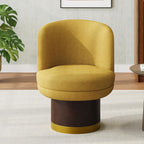 Swivel Accent Chair with 360° Rotation, Round Barrel Chair Upholstered in Soft Chenille Fabric, Ergonomic Comfy Barrel Chair for Living Room, Bedroom, Small Apartment (Yellow)