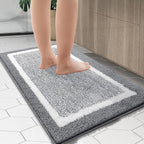 OLANLY Small Bathroom Rugs 24x16, Extra Soft and Absorbent Microfiber Bath Rugs, Non-Slip, Machine Washable, Quick Dry Shaggy Bath Carpet, Bath Mats for Bathroom Floor, Tub, Shower, Grey