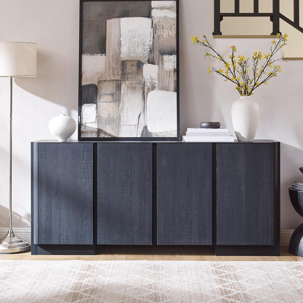 JXQTLINGMU 66" Large Sideboard Buffet Cabinet with Storage, 30" Tall Modern Kitchen Storage Cabinet, Adjustbale Shelf, Coffee Bar, Long Accent Table for Dining Room,Living Room, Entryway, Black
