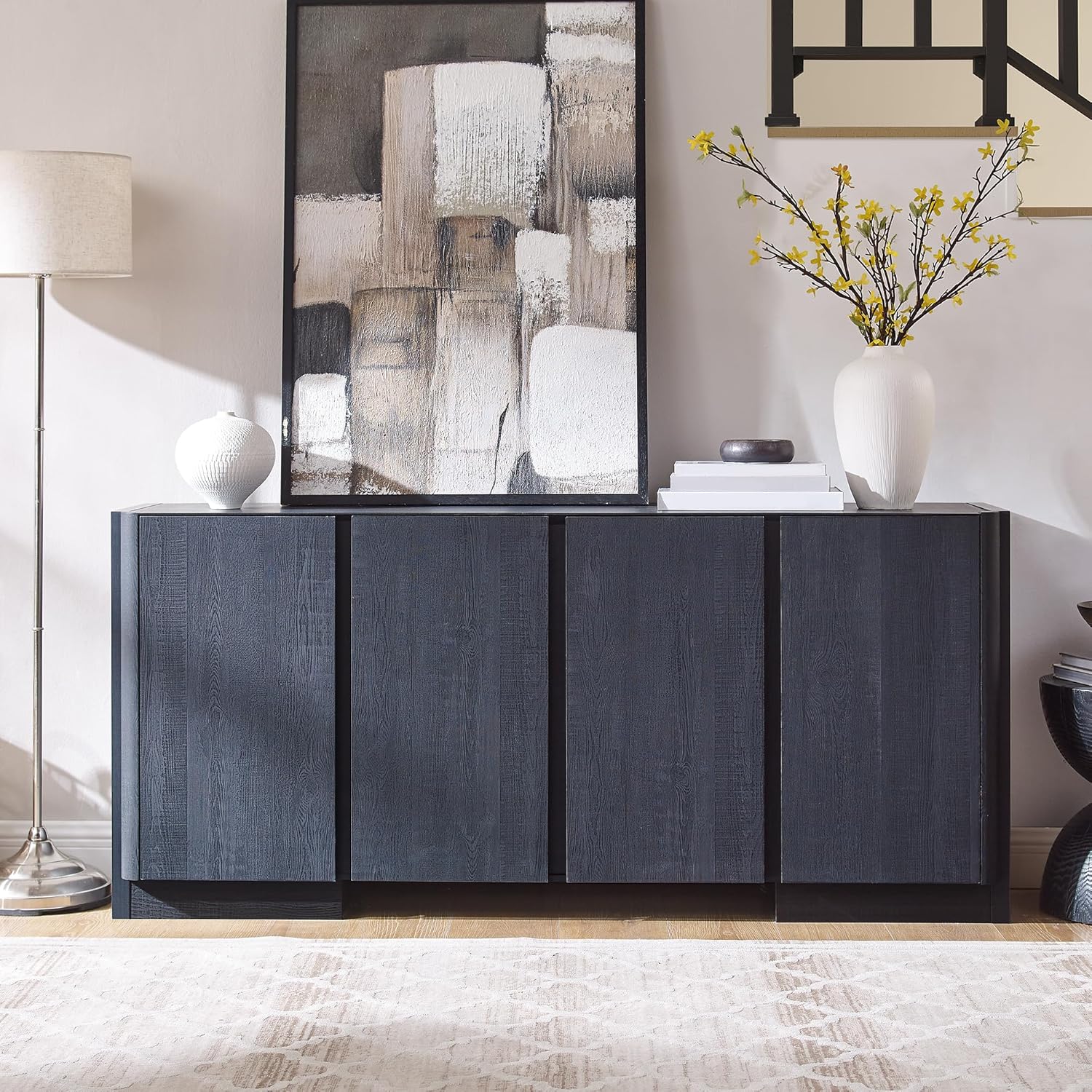 JXQTLINGMU 66" Large Sideboard Buffet Cabinet with Storage, 30" Tall Modern Kitchen Storage Cabinet, Adjustbale Shelf, Coffee Bar, Long Accent Table for Dining Room,Living Room, Entryway, Black