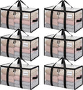 BAGAIL Heavy Duty Moving Bags with Strong Handle, Extra Large Moving Boxes, Storage Tote for Clothes, College Moving Supplies(Clear, 6 Pack)