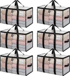 BAGAIL Heavy Duty Moving Bags with Strong Handle, Extra Large Moving Boxes, Storage Tote for Clothes, College Moving Supplies(Clear, 6 Pack)