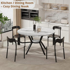 42" Round Dining Table for 2-4, Modern Kitchen Table with Faux Marble Tabletop & Metal Legs, Space Saving Circle Table with Storage, Wood Kitchen & Dining Room Tables for Kitchen Dining Room