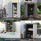 Multi-Function Gray Storage Tower, Measuring 52x28x69 Inches - A Weatherproof Solution for Organizing Tall Tools and Storage