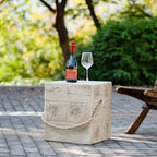 Stone Side Table,Round Faux Marble Side Table,Modern Small Stone End Table for Balcony (wood-28)