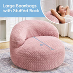 Hobestluk Bean Bag Chair Giant Bean Bag Chairs for Adults Big Bean Bag Chair with Memory Foam Filler Adults Large Beanbag with Faux Fur Cover for Bedroom (Chevron Pink,Oversize)