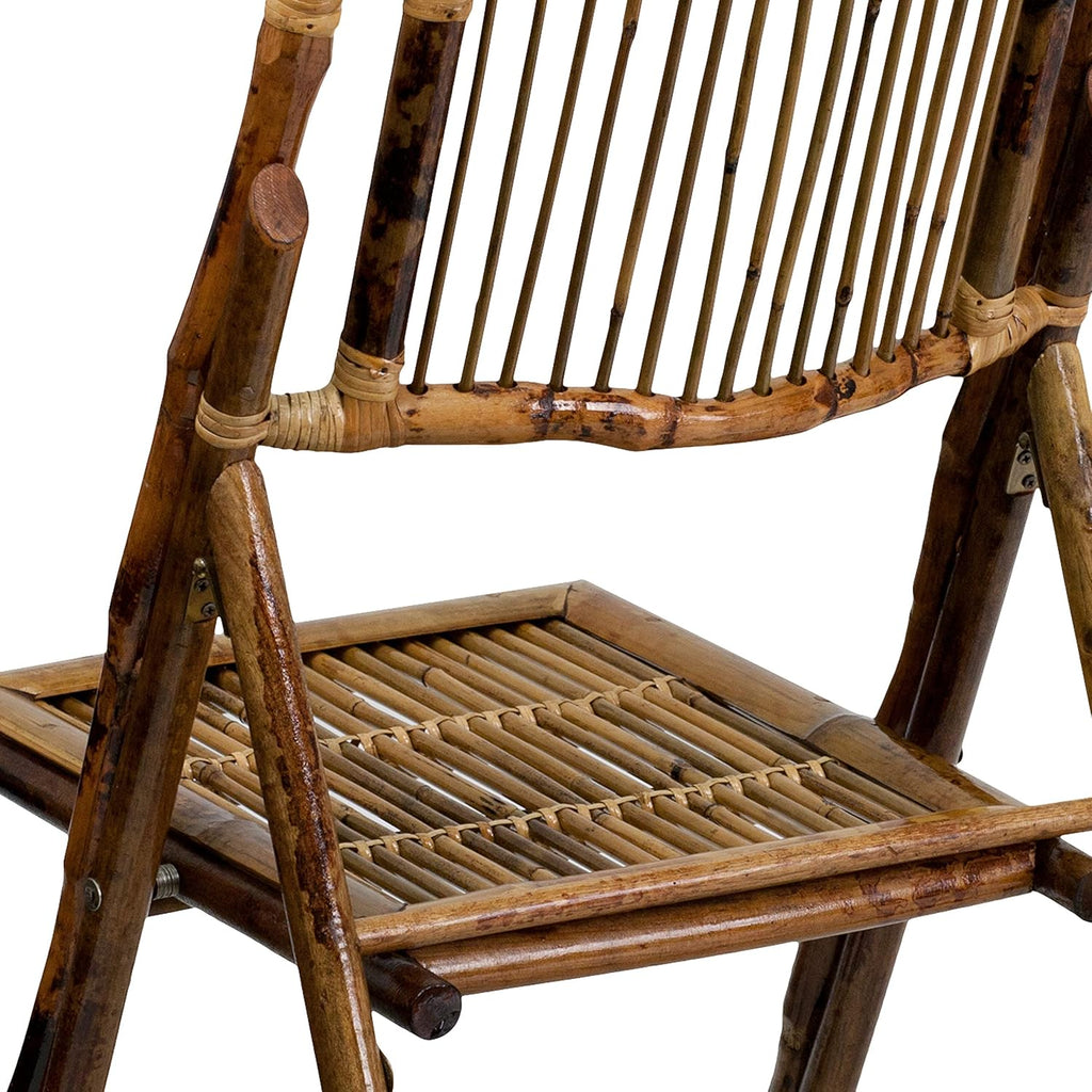 Flash Furniture Folding Bohemian Bamboo Chairs with Curved Backs, Modern Bamboo Folding Dining Chairs, 300 lb. Static Weight Capacity, Set of 2