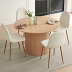 Dining Table Set for 4, Mid Century Modern 47 Inch Wooden Round Dining Table Set, Space Saving (Table + 4 White Chairs)