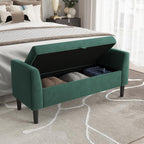 46.5" Storage Ottoman Bench,Entryway Shoe Bench,Upholstered End-of-Bed Storage Chest,Footrest Seat,Storage Stool with Rolled Armrests & Wood Legs for Hallway,Bedroom, Living Room & Cloakroom (Green)