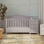 Davinci Charlie 4-in-1 Convertible Baby Crib w/Changing Table, Grey | Greenguard Certified Baby Crib Convertible to Toddler Bed, Daybed, Full-Size Bed - Changing Table Combo w/ Extra Storage