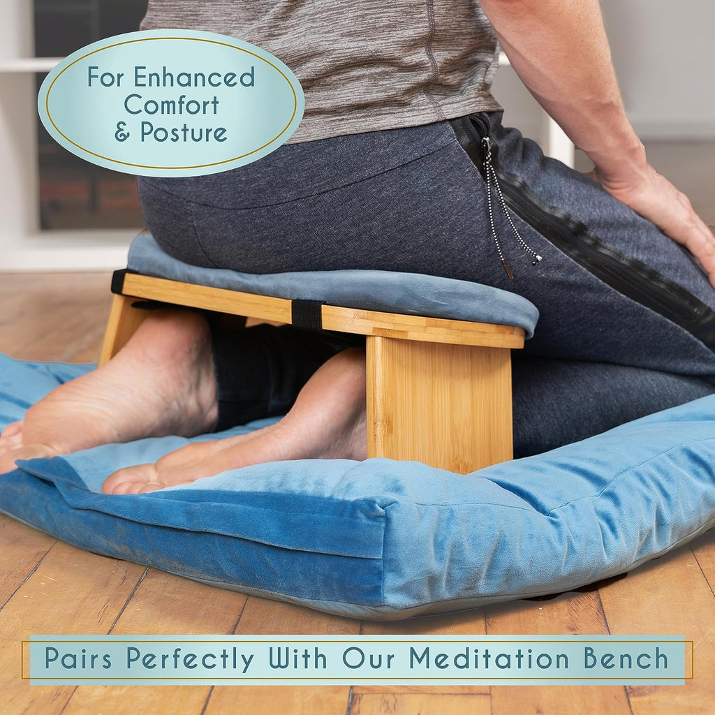 Florensi Zabuton Meditation Mat Velvet Floor Cushion for Sitting 32 x 32 in Meditation Pillow with Cotton Insert Floor Seating Cushion for Meditation Yoga Prayer and Relaxation