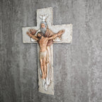 BC Catholic Holy Trinity Crucifix Wall Cross, 9.5" H Jesus Christ Inspirational Home Décor, Catholic Gifts, Religious Wall Sculpture handpainted by Buildclassic