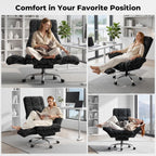 HOMRELEXA Big and Tall Office Chair, Flip Armrests for Pets & Cross Legged Sitting, Executive Ergonomic Computer Gaming Chair with Foot Rest, Gliter Fabric Wide Seat Reclining Desk Chair