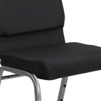 Flash Furniture HERCULES Series 18.5''W Stacking Church Chair in Black Patterned Fabric - Silver Vein Frame, 25"D x 19.25"W x 33.25"H