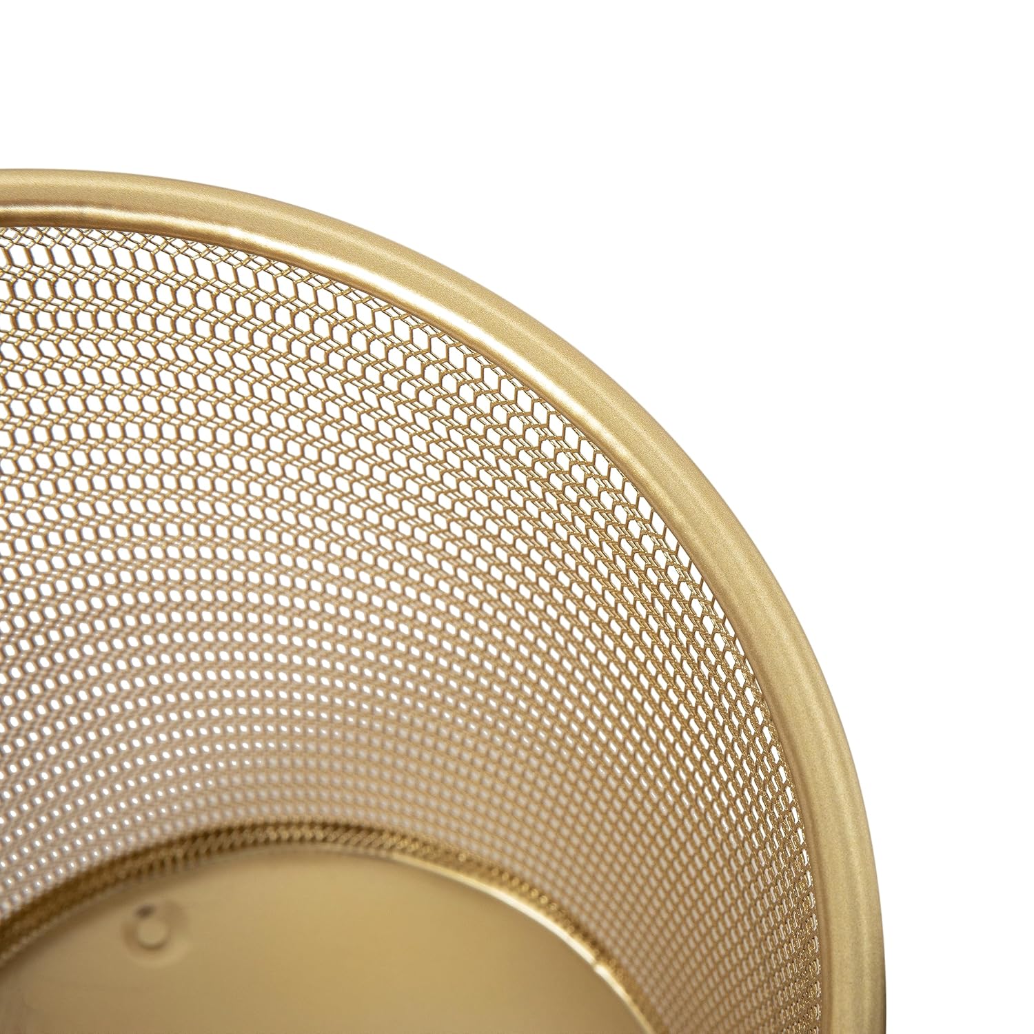 Martha Stewart Ryder Set of 2 Gold Mesh Metal Trash Cans, 4.5 Gallon Wastebaskets for Office