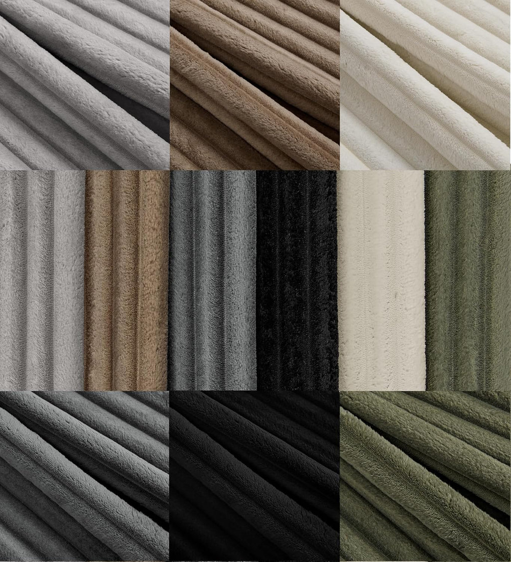 Custom Window Seat Cushion Plush Striped Velvet Thick Fluffy Fuzzy Bench Seating Foam Cushion for Indoor Furniture, Mudroom, Reading Breakfast Nook, Non Slip Bottom, Same Fabric as Corduroy Couch Sofa