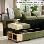 86" Modular Sectional Sleeper Sofa with Pull Out Bed, L Shaped 5 Seat Couch with 151L Storage, Convertible Cloud Couch Bed, Sectional Couches for Living Room, Apartment (Green)