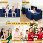 Fvkind 10 Pcs Modular Kids Play Couch, Foam Kids Play Couch for Playroom & Bedroom, Multifunctional Children Sofa Building Fort for Boys and Girls with Soft Foam and Removable Cover, Blue