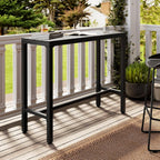 Crestlive Products Outdoor Bar Table, 43'' Rectangle Patio Counter Height Table High Pub Table with Waterproof Top and Sturdy Metal Frame for Balcony, Bistro, Garden, Backyard, Hot Tub(Black)