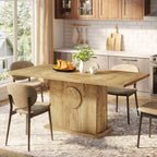 Tribesigns 55" Rectangular Dining Table for 4 to 6 People, Farmhouse Wood Dinner Table for Kitchen, Dining Room & Living Room (Natural)