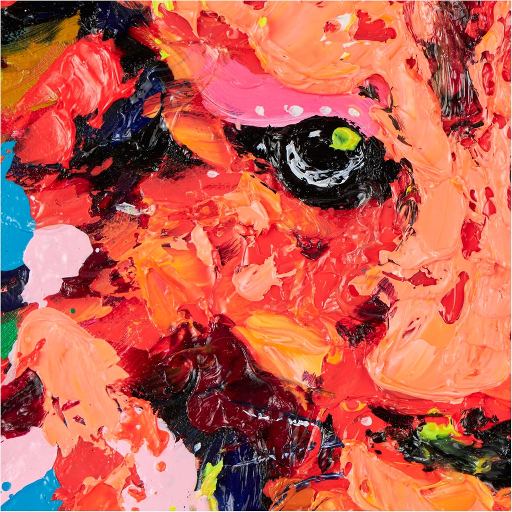 Deco 79 CosmoLiving by Cosmopolitan Canvas Lion Abstract Paint Splatter Wall Art with White Frame, 32" x 2" x 32", Multi Colored