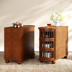 No Assembly Required 3-Drawer Wood End Table with Grooved Hollow Drawers and Premium Solid Wood Original Legs (1, Brown)