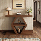 39.4-Inch Farmhouse Console Table for Entryway, Wood Behind Couch Table with Storage Shelves, Rectangular Sofa Table, Narrow Entryway Table for Entrance, Hallway, Foyer, Living Room, Entry Way Table