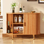 Sideboard Buffet Cabinet with Storage, 40 Inch Mid Century Modern Fluted Credenza with Sliding Door & Adjustable Shelf, Coffee Bar Cabinet for Kitchen, Living Room, Entryway