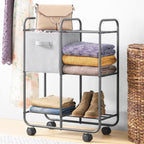 Whitmor 3 Tier Rolling Cart, Portable Closet, Metal Rolling Storage Cart,Suitable for Bedrooms, Living Rooms, and Kitchens.
