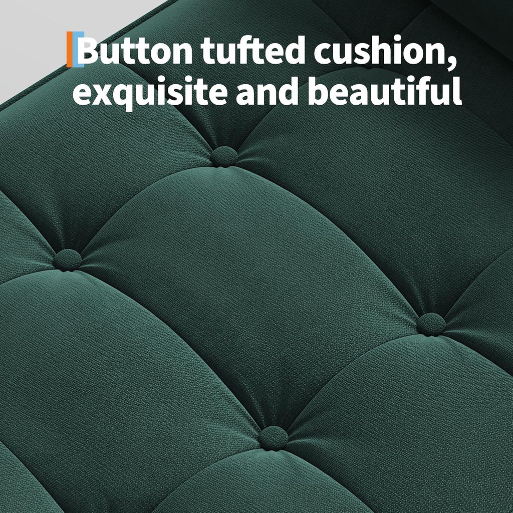 46.5 in Green Velvet Storage Ottoman Bench –Upholstered End-of-Bed Bench, Footrest Seat ,Multi-Functional Shoe Bench with Rolled Armrests & Wood Legs, for Entryway, Living Room, Bedroom & Hallway