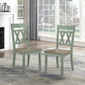 Lexicon Farmhouse Wood Dining Chair, Set of 2, Double Cross Back, Rustic Armless Chairs, Kitchen and Dining Room Furniture, Two-Tone Finish (Greywash and Antique Teal)