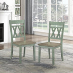 Lexicon Farmhouse Wood Dining Chair, Set of 2, Double Cross Back, Rustic Armless Chairs, Kitchen and Dining Room Furniture, Two-Tone Finish (Greywash and Antique Teal)