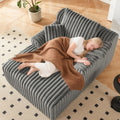 Mangodan 63" Oversized Chaise Lounge Chair Indoor, Boneless Couch Chair with 3 Pillows, Comfy Reading Chair with Wide Arms, No Assembly Required Corduroy Couch, Sleeper Sofa for Living Room, Gray